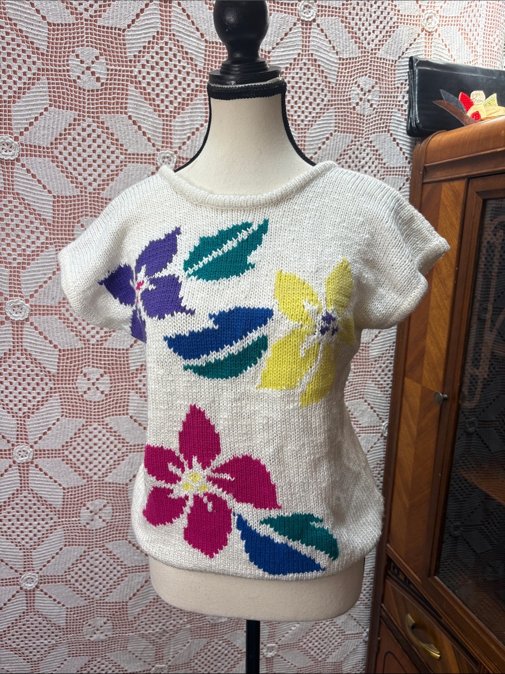 Vintage Surrey Floral Knit Top Sz S/M